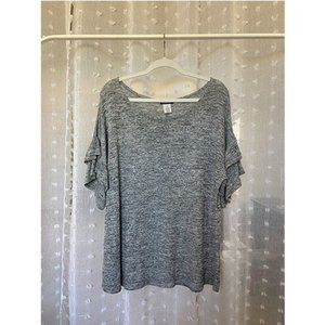 #8 Cozy h.grey ruffle slv tee - curve size